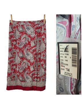 NEW Vintage Lane Bryant Size 14 Faux Wrap Skirt Midi Long Royalcore Romantic Red